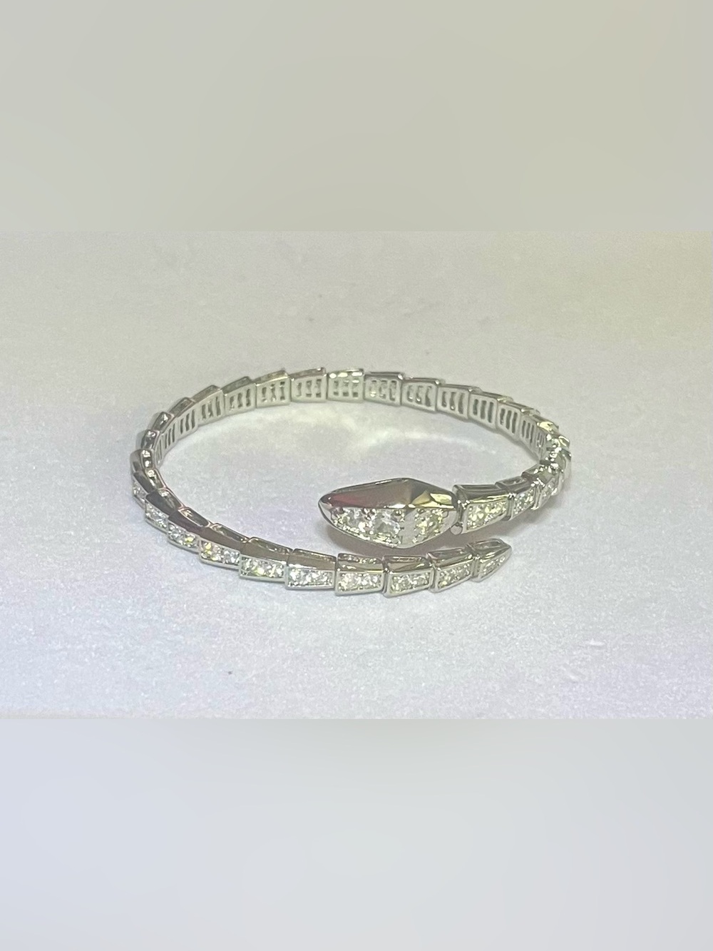 Silver Snake Crystal Wrap Bracelet with Pavé Accents - Women's Jewelry